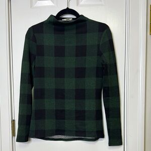 Beachlunchlounge Green and Black Checkered Turtleneck